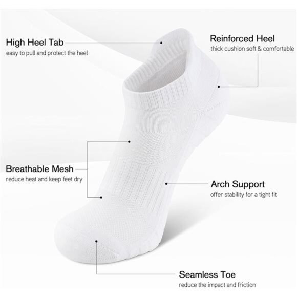 Low Cut Ankle Socks 6 Pack Cushioned Breathable Anti Blister Men Women Running - Picture 2 of 8